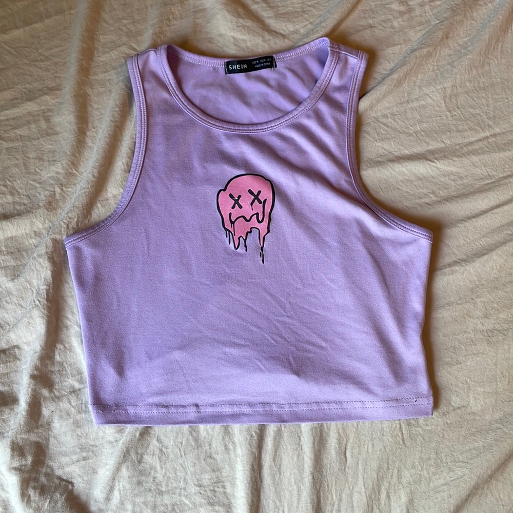 Shien purple sleeveless crop top